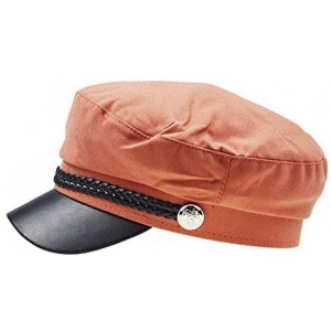 Newsboy Caps Women Fisherman-Beret-Newsboy Cap Cotton Fiddler Captain-Sailor Hat Yacht - Orange - CY18Y04N4RI $7.20