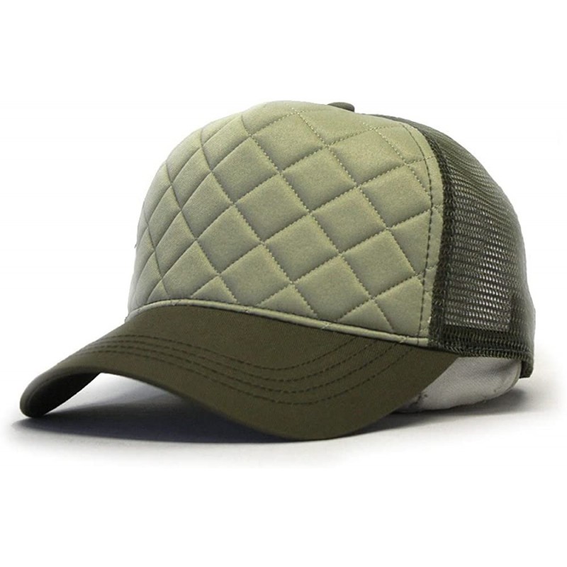 Baseball Caps Plain Cotton Twill Mesh Adjustable Snapback Low Profile Baseball Cap - Quilt Olive Green/Pty/Olive Green - CG18...