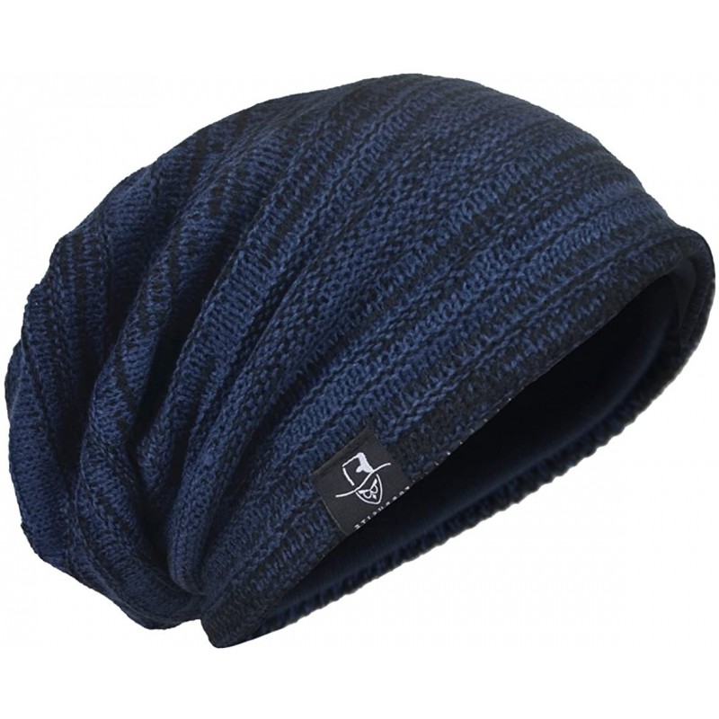 Skullies & Beanies Men Oversize Skull Slouch Beanie Large Skullcap Knit Hat - Navy1 - CK18LGOQNLG $11.84