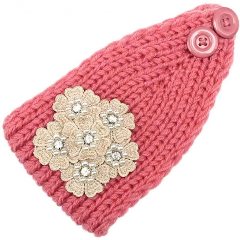 Headbands Bohemia Knitting Headband Handmade Keep Warm Hairband - Pink - C512MDUFJRZ $16.15