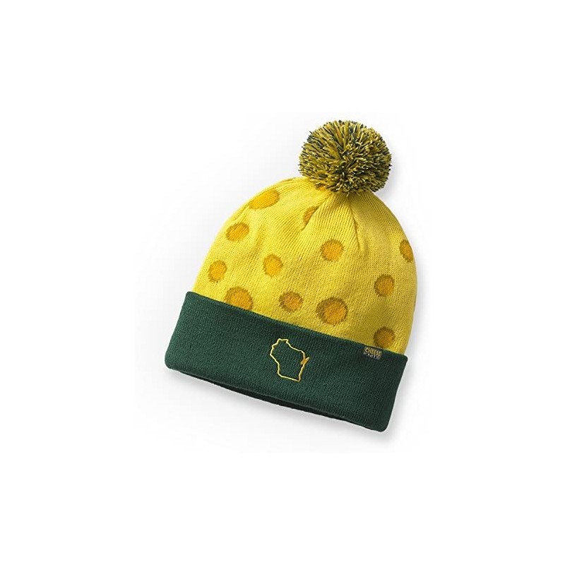 Skullies & Beanies Green & Cheddar Knit Hat w/Pom - CJ18CGO43TE $28.80