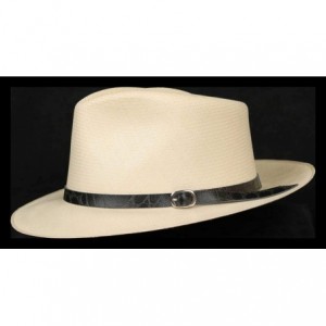 Cowboy Hats (1" & .5") Embossed Patterned Leather Panama Hat Band - "Black Alligator .5""" - CV18KCQS0QU $9.85