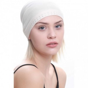 Baseball Caps Deresina Jewelled Front Essential BamboobCap for Hairloss- Chemo- Alopecia - Under Scarf Caps - Cream - CX11FKU...