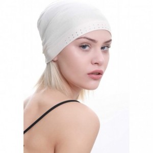 Baseball Caps Deresina Jewelled Front Essential BamboobCap for Hairloss- Chemo- Alopecia - Under Scarf Caps - Cream - CX11FKU...