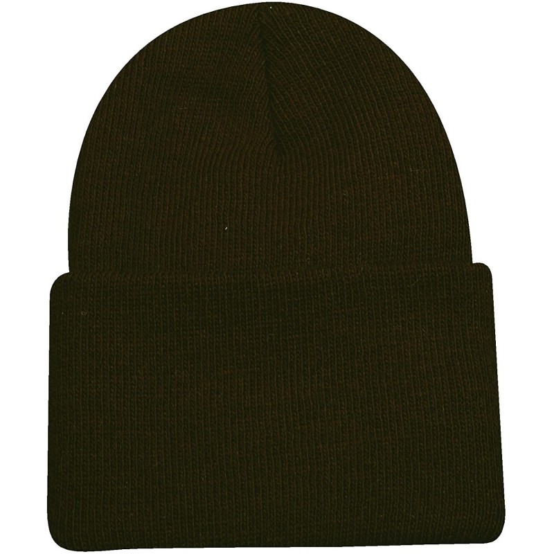 Skullies & Beanies Knit Watch Cap with Cuff - Brown - CE114XXWM5D $11.09