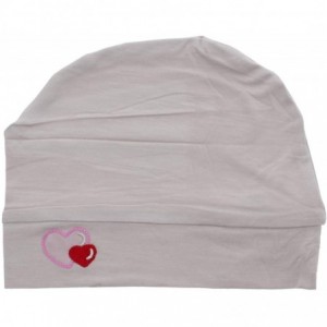 Skullies & Beanies Womens Soft Sleep Cap Comfy Cancer Hat with Hearts Applique - Beige - CS18M5YALET $14.36