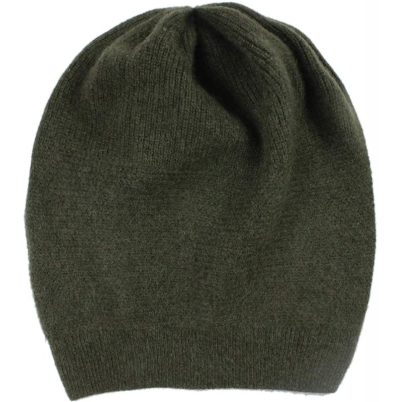 Skullies & Beanies 100% Cashmere Beanie for Women in a Gift Box- Oversized Women Beanie Hat - Olive - C018RSRWL8Z $39.14