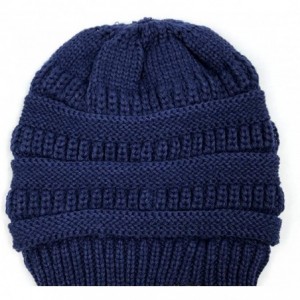 Skullies & Beanies Womens Knit Slouchy Beanie Hats Winter Thick Soft Warm Skull Ski Cap - Navy Blue - CY194KU450W $10.70
