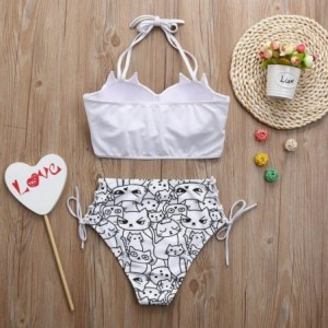 Rain Hats 2020 Summer Girls Cute Halter Kitty Cat Bikini Set Underwire Padded Bathing Swimsuit Swimwear - White - C918CG4X7S8...