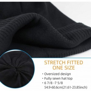 Skullies & Beanies Oversize Winter Beanie Hat - 30% Cashmere - Stretch Fitted - Black - CR18Z29OXEG $13.01