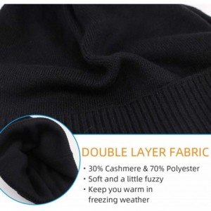 Skullies & Beanies Oversize Winter Beanie Hat - 30% Cashmere - Stretch Fitted - Black - CR18Z29OXEG $13.01