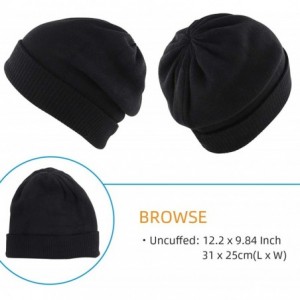 Skullies & Beanies Oversize Winter Beanie Hat - 30% Cashmere - Stretch Fitted - Black - CR18Z29OXEG $13.01