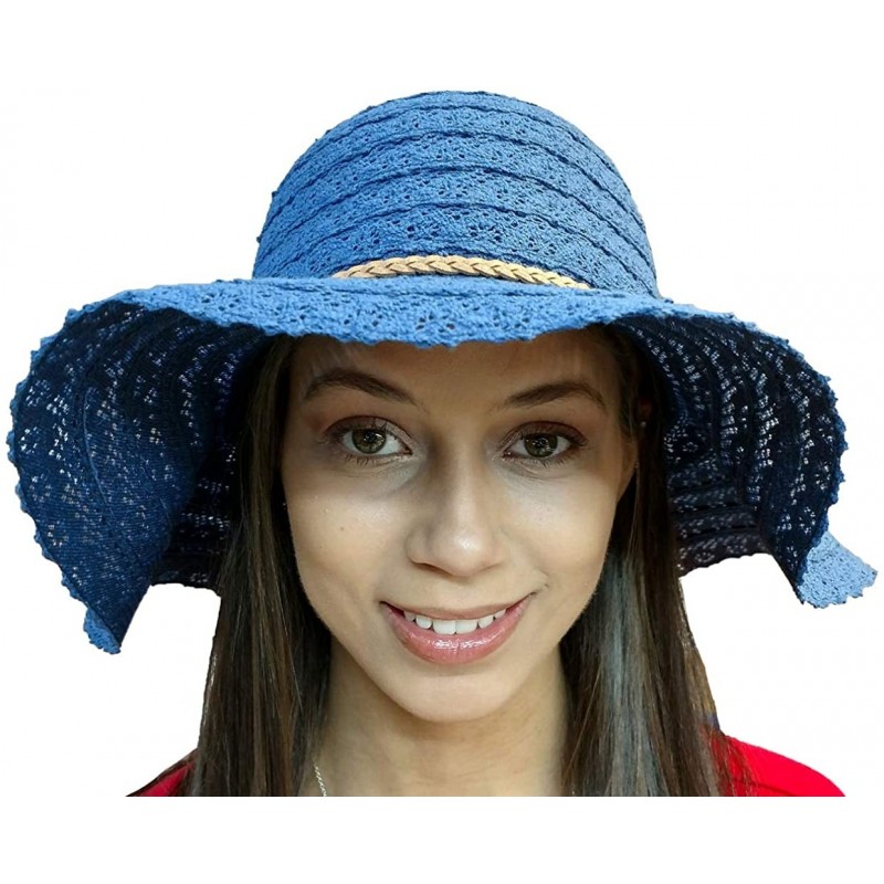 Sun Hats Floppy Stylish Sun Hats Bow and Leather Design - Style E - Navy - CY18RW4O407 $15.86