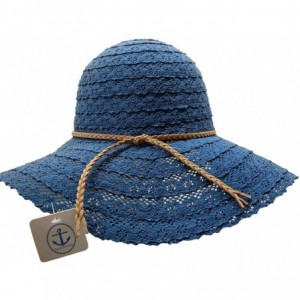 Sun Hats Floppy Stylish Sun Hats Bow and Leather Design - Style E - Navy - CY18RW4O407 $25.73
