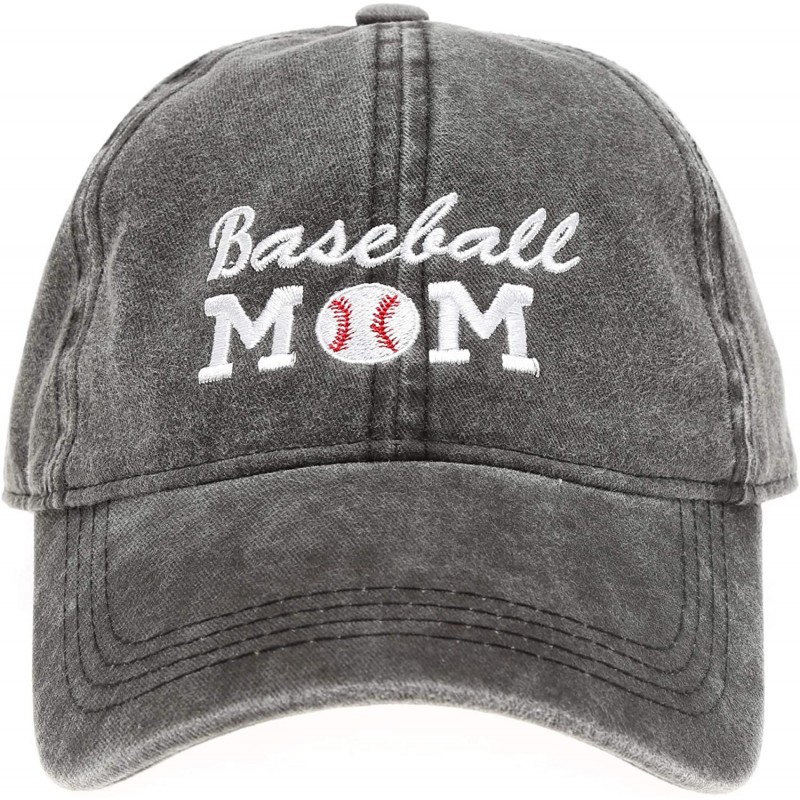 Baseball Caps Baseball Dad Hat Vintage Washed Cotton Low Profile Embroidered Adjustable Baseball Caps - Baseball Mom - Black ...