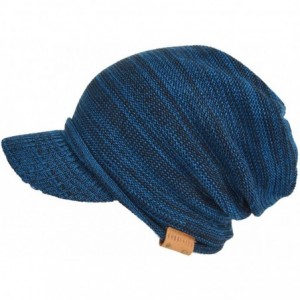 Skullies & Beanies Mens Womens Thick Fleece Lined Knit Newsboy Cap Slouch Beanie Hat with Visor - Blue - CT186IUZIS5 $14.41