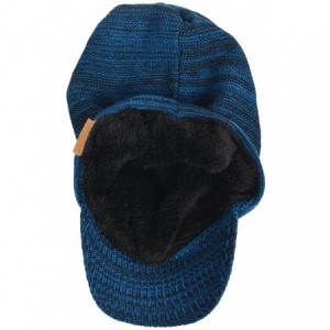 Skullies & Beanies Mens Womens Thick Fleece Lined Knit Newsboy Cap Slouch Beanie Hat with Visor - Blue - CT186IUZIS5 $14.41