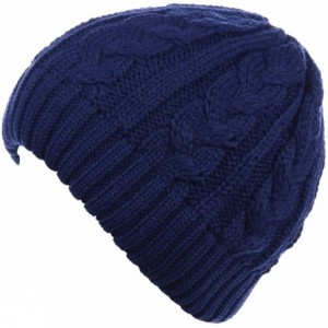 Skullies & Beanies Womens Winter Knit Beanie Hat Plush Fleece Lined - 709navy - CK18ZAUKCO2 $26.44