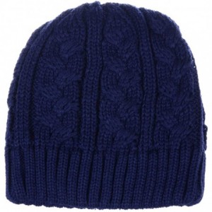 Skullies & Beanies Womens Winter Knit Beanie Hat Plush Fleece Lined - 709navy - CK18ZAUKCO2 $26.44