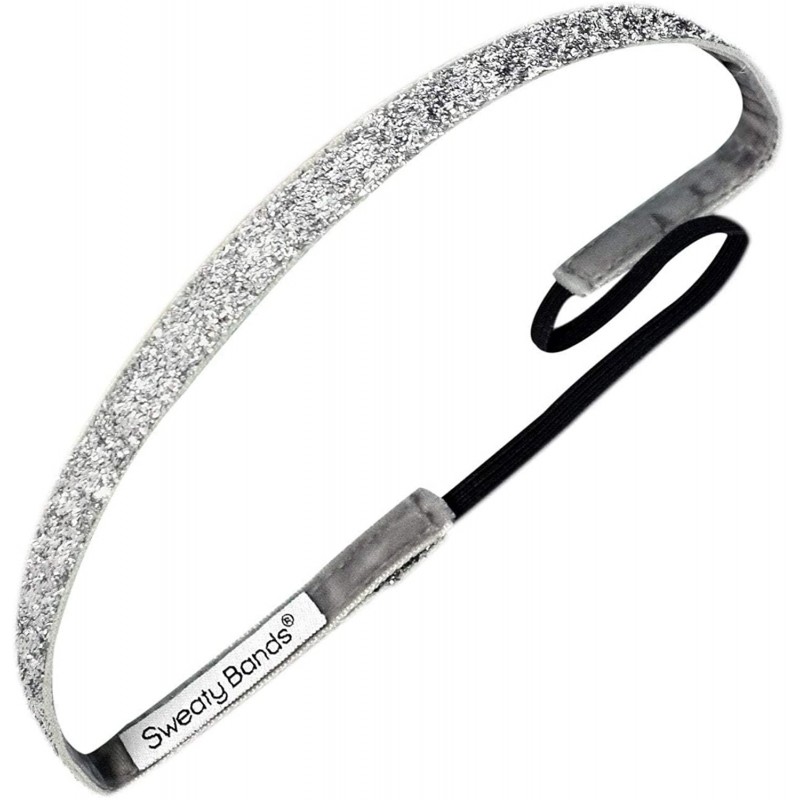 Headbands Womens Girls Headband - Non-Slip Velvet-Lined Glitter Hairband - Viva Diva Silver 3/8-Inch - C411F7FZ311 $11.05