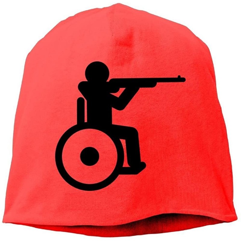 Skullies & Beanies Mens' Warm Beanie Cap Cool Knitted Cap Wheelchair Shooting - Red - CE18H58HLIS $17.71