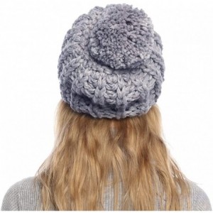 Skullies & Beanies Winter Knit Hat for Women Warm Chunky Pom Pom Beanie Ski Snow Outdoor Cap for Women Teen Girls - Grey - CA...