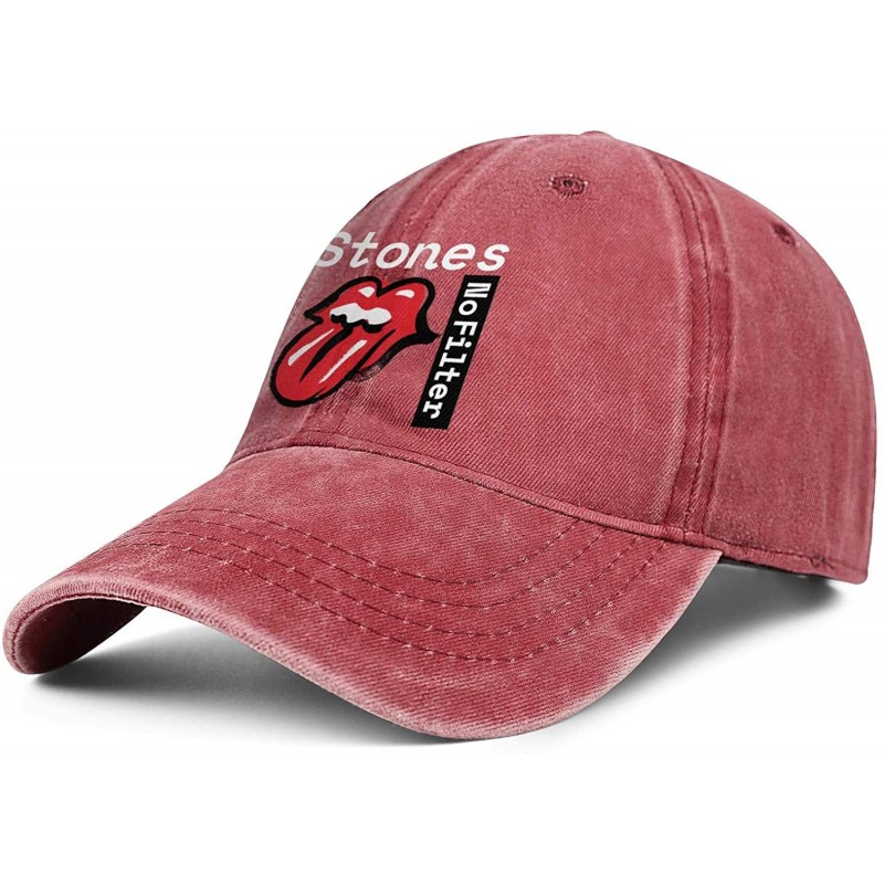 Baseball Caps Men Women Vintage Washed Baseball Cap Twill Adjustable Fashion Music Cowboy Hat - Red - CV18TLUCG2A $13.54