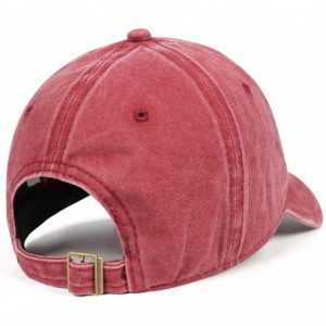 Baseball Caps Men Women Vintage Washed Baseball Cap Twill Adjustable Fashion Music Cowboy Hat - Red - CV18TLUCG2A $13.54