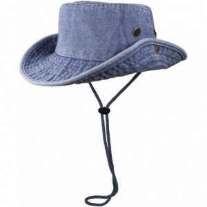 Sun Hats 100% Cotton Stone-Washed Safari Booney Sun Hats - Denim Blue - CS18I22WH5G $12.99