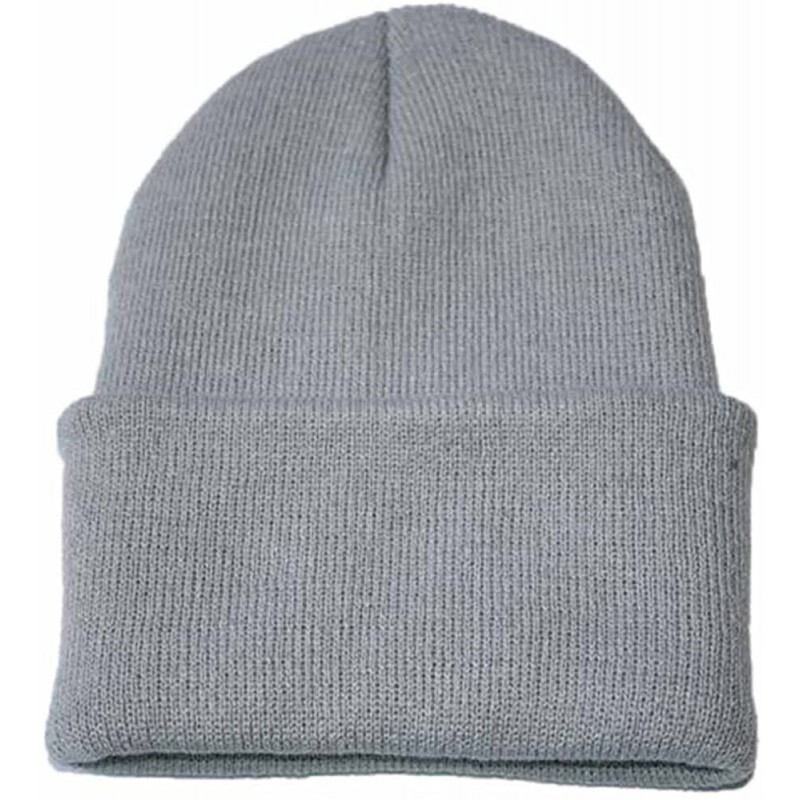Skullies & Beanies Classic Men's Warm Winter Hats Acrylic Knit Cuff Beanie Cap Unisex Daily Beanie Hat (Gray) - CV18L3985SW $...