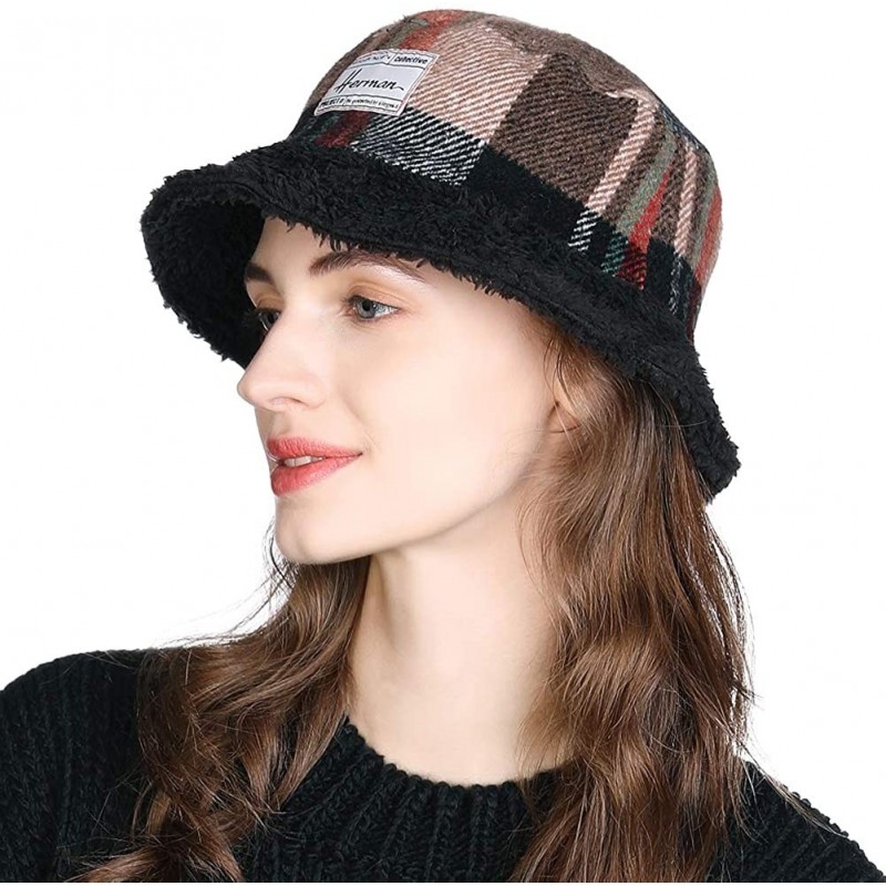 Bucket Hats 1920 Vintage Cloche Bucket Hat Ladies Church Derby Party Fashion Winter 55-59CM - 00787_black - CY192TZXGW4 $32.31