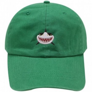 Baseball Caps Shark Face Cotton Baseball Dad Caps - Kelly Green - C317YEURIZG $11.72