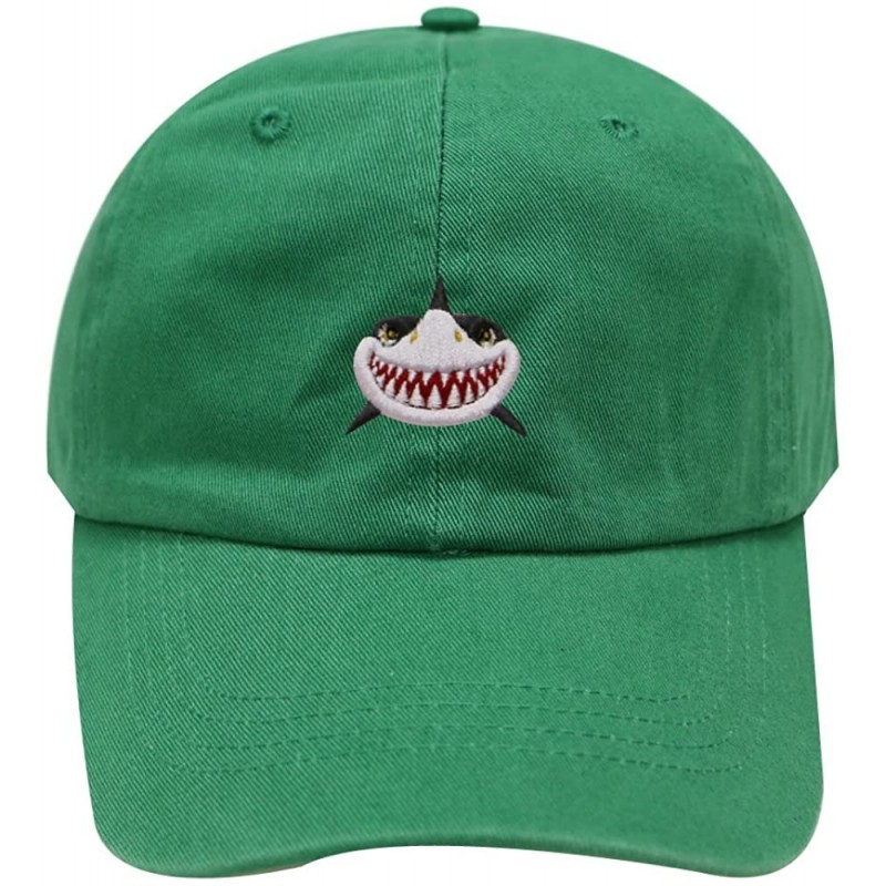 Baseball Caps Shark Face Cotton Baseball Dad Caps - Kelly Green - C317YEURIZG $11.72
