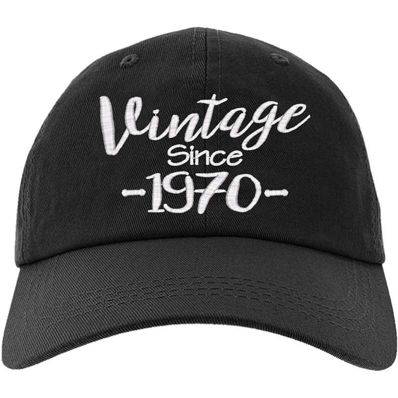 Baseball Caps Cap 50th Birthday Gift- Vintage Aged to be Perfected Since 1970 Baseball Hat - Black - CT180G0A58Z $16.84