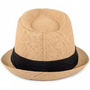 Fedoras Unisex Summer Short Brim Fedora - Hats for Men & Women + Panama Hats & Straw Hats - Straw Black Band - C21836WZGNW $1...