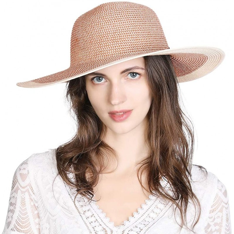 Sun Hats Womens Floppy Summer Sun Beach Straw Hat UPF50 Foldable Wide Brim 55-60cm - 00768_red - CH18UKS9Z80 $19.48