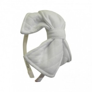 Headbands White Headband with Quilted Bow Girls Hair Band (DaCee Designs) - White - CC11V7AJ9YL $11.11