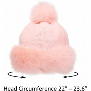 Bomber Hats Women's Faux Fur Hat Russian Cossack Pompom Cap for Winter Ski Snow - Pink - C518X4LWM95 $18.76