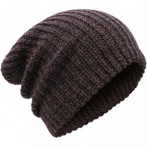 Skullies & Beanies Men's Winter Thick Knit Slouchy Fit Outdoors Ski Beanie Hat - Brown_mix - C8188HTX5WH $9.17