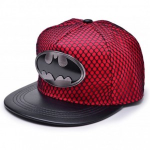 Baseball Caps Bat Man Logo Baseball Cap w/Black Mesh Hip-hop Snapback Hat - Red - CY12M73YPMN $22.18