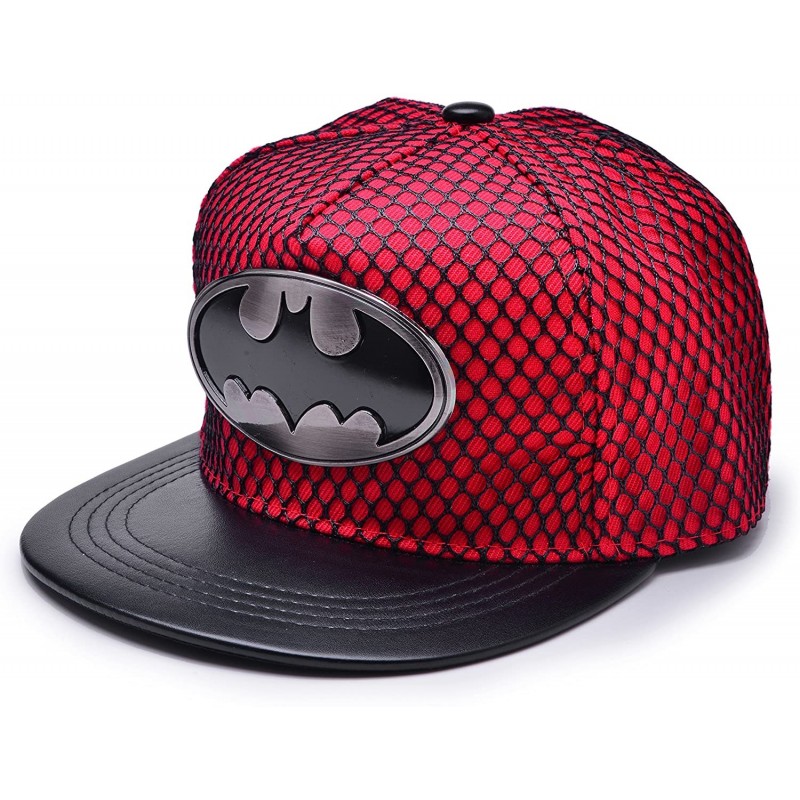 Baseball Caps Bat Man Logo Baseball Cap w/Black Mesh Hip-hop Snapback Hat - Red - CY12M73YPMN $11.09