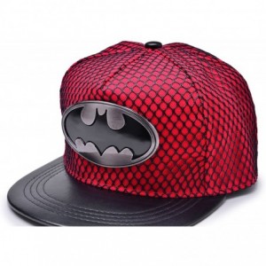 Baseball Caps Bat Man Logo Baseball Cap w/Black Mesh Hip-hop Snapback Hat - Red - CY12M73YPMN $11.09