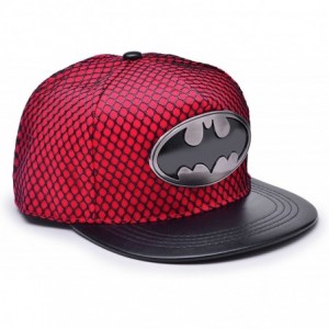 Baseball Caps Bat Man Logo Baseball Cap w/Black Mesh Hip-hop Snapback Hat - Red - CY12M73YPMN $11.09