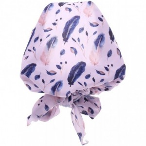 Skullies & Beanies Women Chemo Headscarf Pre Tied Hair Cover for Cancer - Pink Blue Feather - CF198KIQXYM $8.88
