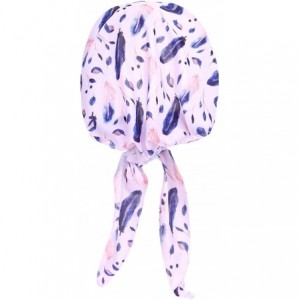 Skullies & Beanies Women Chemo Headscarf Pre Tied Hair Cover for Cancer - Pink Blue Feather - CF198KIQXYM $8.88