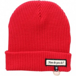 Skullies & Beanies Men's Winter ski Cap Knitting Skull hat - Greetings Red - CT187SA4LRY $24.87