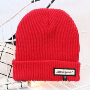 Skullies & Beanies Men's Winter ski Cap Knitting Skull hat - Greetings Red - CT187SA4LRY $16.15