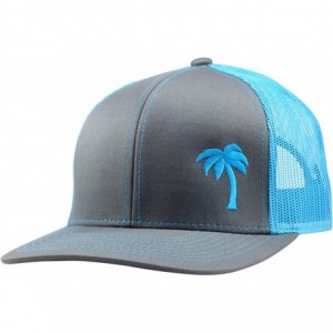 Baseball Caps Trucker Hat - Palm Tree Series - Graphite/Aqua - CI12OCEQLOC $30.34