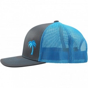 Baseball Caps Trucker Hat - Palm Tree Series - Graphite/Aqua - CI12OCEQLOC $30.34