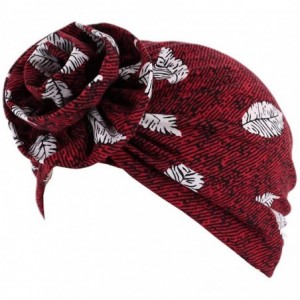 Skullies & Beanies Women Pleated Twist Turban African Printing India Chemo Cap Hairwrap Headwear - Wine Red1 - CV18U7GG9UH $1...